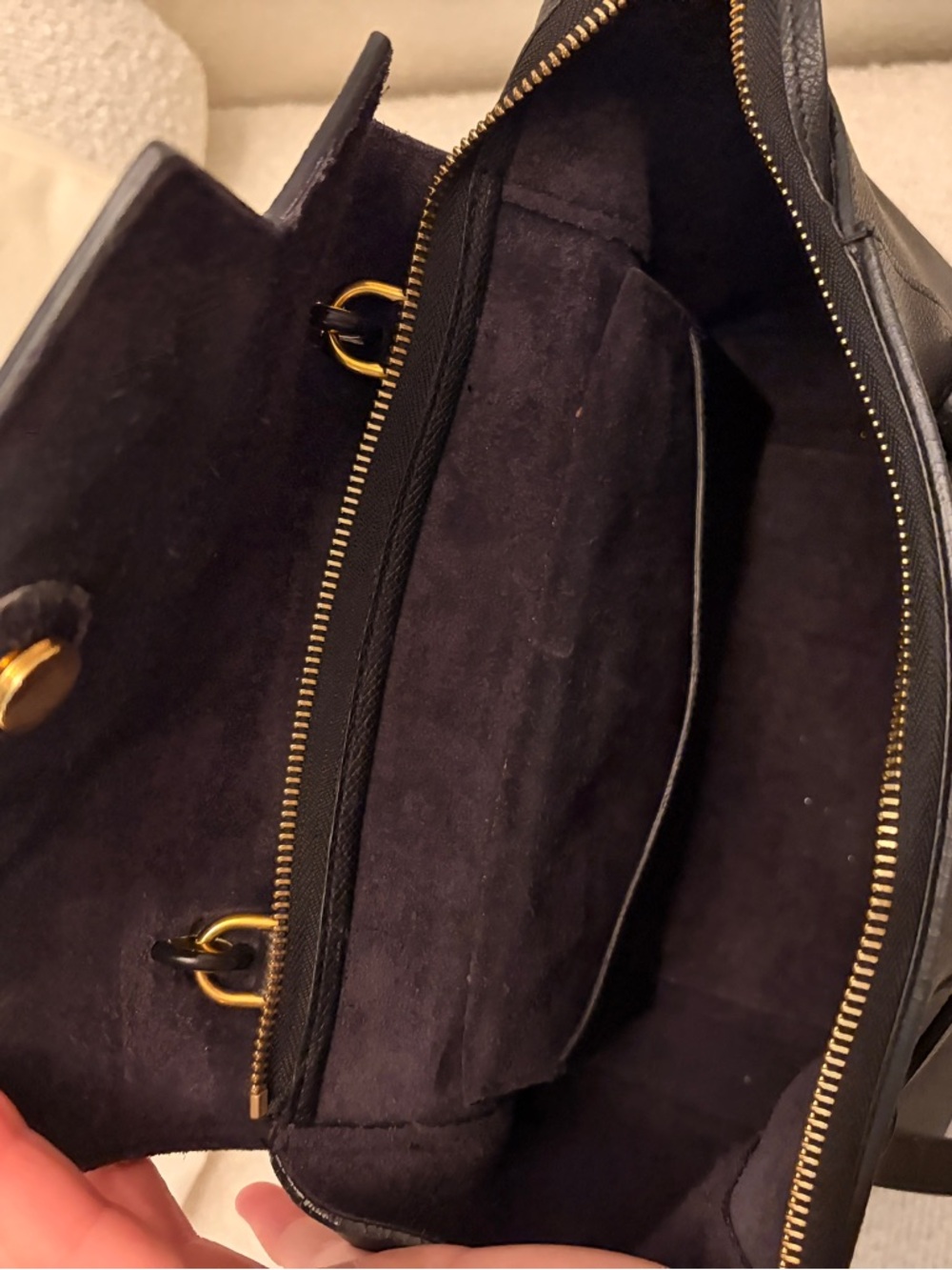 Celine Micro Belt Bag Blk Leather Satchel with Top Handle - Picture 3 of 11